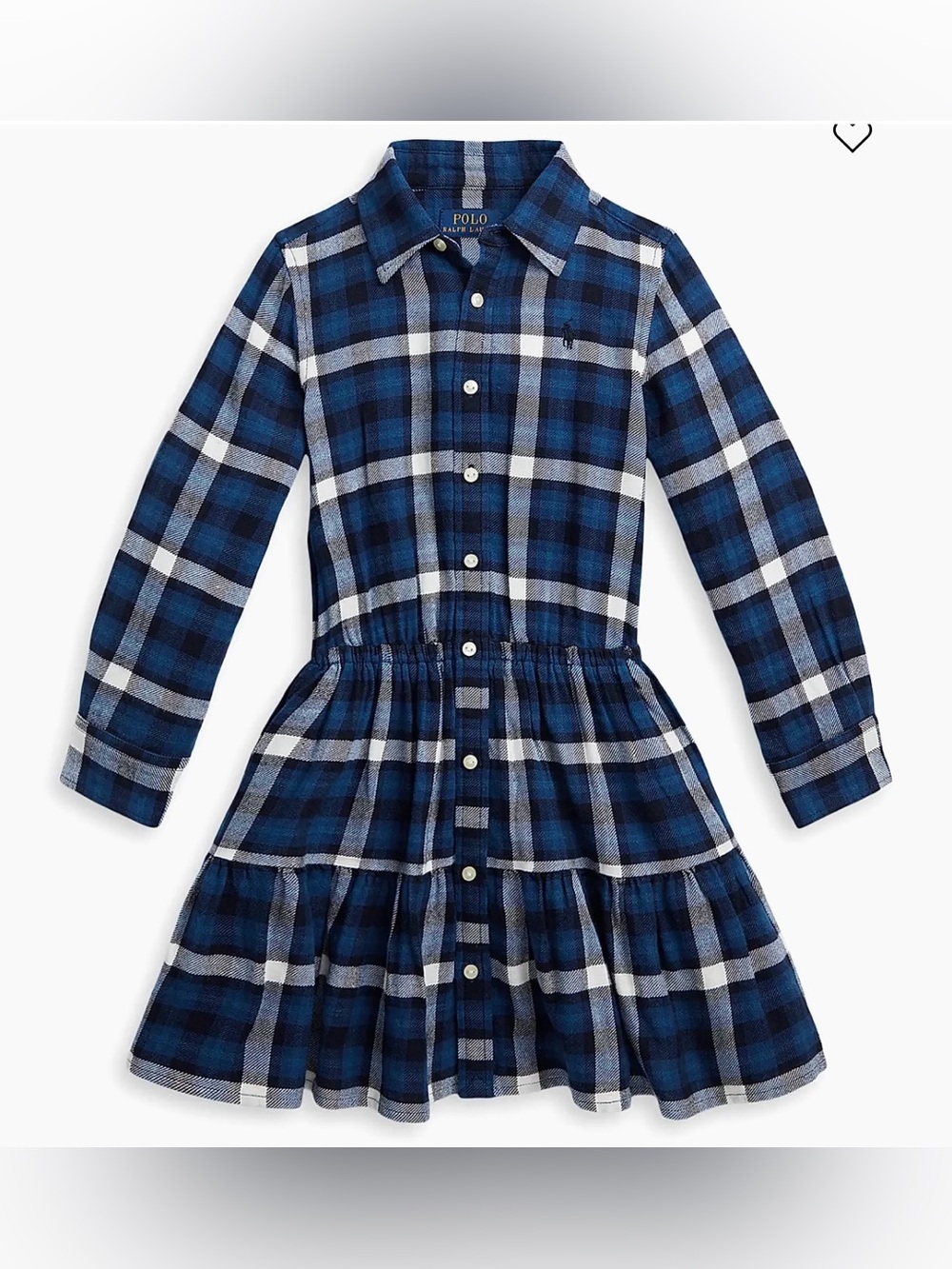 Ralph Lauren Girl Plaid Motif Flannel ShirtDress 100% Cotton In Blue Size 7
